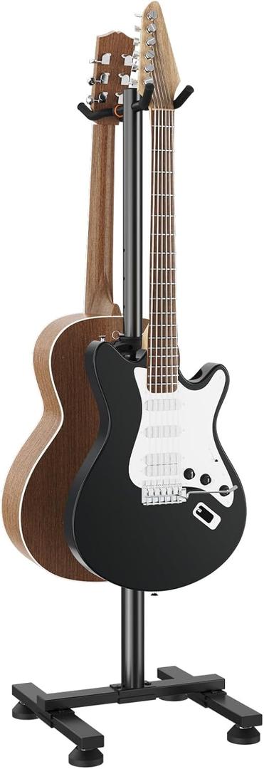 STRICH Guitar Stands Floor, 2 Adjustable Guitar Stand Holder, Heavy Duty 2 Guitar Stand for Acoustic Electric Guitars Bass Banjos, Folding Multi Guitar Stands 2-Holder, FH-S2 Black