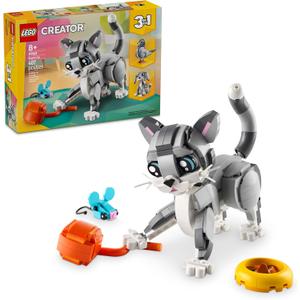 LEGO Creator 3 in 1 Playful Cat Toy - Building Toy with 3 Building Options, Cat, Dog, or Pigeon - Birthday Gift for Kids - Animal Figures for Kids, Girls and Boys, Ages 8+ - 31163