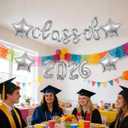 2 x Silver Class of 2026 Balloons 16 Inch Graduation Balloons Class of 2026 Balloon with Star Balloons for Graduation Decorations 2026