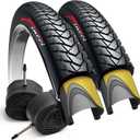Fincci Gravel 700x35c Bike Tire with 2X Inner Tubes - Pair Foldable 700c Bike Tires, 37-622 with Nylon Puncture Protection 1mm - for Electric, Road, Folding, Hybrid Bikes, 60 TPI, Count of 3