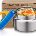 MAISON HUIS 8oz Soup Thermo Wide Mouth Vacuum Insulated Stainless Steel Food Jar, Leak Proof for Hot&Cold Food Kids Lunch Container for School Travel (Blue)