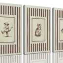 3 Piece Cowboy Cat Canvas Wall Art Framed Western Wall Decor 16x24 Inch