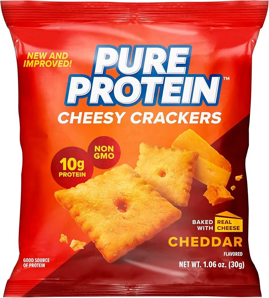 Pure Protein Cheesy Crackers, Cheddar, High Protein Snack, 10G Protein, 1.06 Oz (Pack of 12) EXP. 12/22/2026
