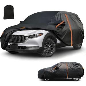SUV Car Cover for 2020-2025 Mazda CX-30, All Weather Outdoor Waterpoorf Car Covers with Zipper Door, Windproof Bands Cover, Reflective Strip for Sun UV Protection Snow Rain Dust Cover
