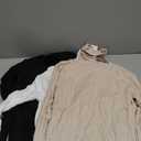 3 Pack Men's Ribbed Turtleneck Shirts, Long Sleeve Mock Neck Lightweight Pullover Sweaters Knit Base Layer Tee Tops (Large, Black, White, Beige)