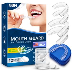 GBN Mouth Guard for Sleeping - Comfort Fit Night Guards for Nighttime Use - Reusable Mouthguard, Nightguards for Adults Includes 2 Sizes & 1 Travel Case