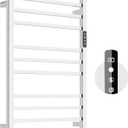 Towel Warmer,304 Stainless Steel Compact Towel Warmer Rack for Bathroom -10 Bars Wall Mounted Towel Heater with Intelligent Touch Screen Timer, Hard Wired/Plug-in, (Compact Design)
