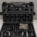 BOEN 35-Piece 1/2" Drive Deep Impact Socket Set - SAE 3/8"-1-1/4" & Metric 8-24mm, Extensions, Joint & Adapter, Cr-V Steel, Double Lock Case