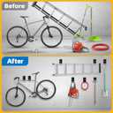 Tanzfrosch 2 Pack Garage Hooks Heavy Duty 10 INCH Two-Tier Steel Shed Wall Mount Workshop Garage Storage Organizer Hooks for Hanging Garden Tool, Hose, Ladder, Chairs, Bikes with Anti-Slip Coating