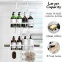 Over the Door Shower Caddy Hanging With Double Soap Holder Never Rust Aluminum Shower Shelf With 4 Hooks Hanging Bathroom Organizer No Drilling Shelves for Bathroom Storage Silver