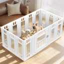 Clear Acrylic Dog Playpen for Indoor 15 Panels HDPE Puppy Playpen with Door | Tool-Free Pet Fence for Easy Setup, 47"x47" Large Clear Dog Playpen with Suction Cup, Transparent play pen for Dogs Cats
