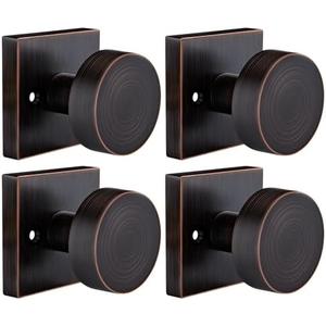 Goldenwarm Oil Rubbed Bronze Dummy Door Knobs for Interior Doors, Zinc Alloy Bronze Door Knobs for Closet & Double Door, Non-Turning Decorative Knobs, Easy Installation - 2 Pack(4 Pieces)