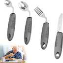 4Pcs Adaptive Utensils 45°Angled Parkinsons Utensils 3.5oz Adaptive Utensils for Elderly Weighted Utensils for Hand Tremors Eating Utensils for Disabled People for Disabled, Parkinson, Left-Handed