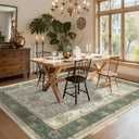 GarveeHome Area Rugs 8x10 for Living Room, Sage Green Botanical Floral Print Washable Rug Soft Non Slip Floor Mat Carpet Indoor Thin Cottage core Rug for Bedroom Dining Room Playroom Nursery Room