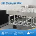 romision Expandable Dish Drying Rack Over The Sink Small Metal Stainless Steel Plate Holder for Compact Kitchen, Space Saving Modern Silver Hanging Drainer