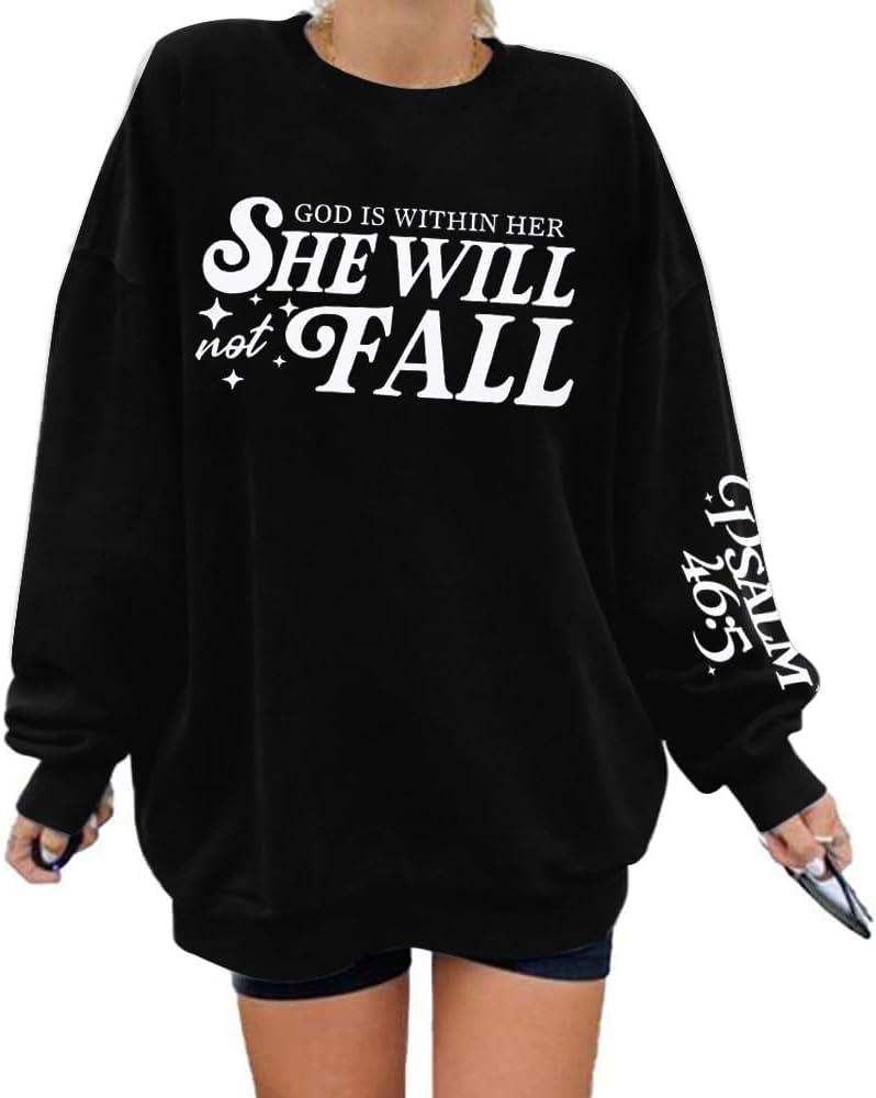 UNIQUEONE Christian Sweatshirt Women Faith Shirts: Jesus Sweatshirt Christian Religious Crewneck Long Sleeve Pullover Tops (Black, L)