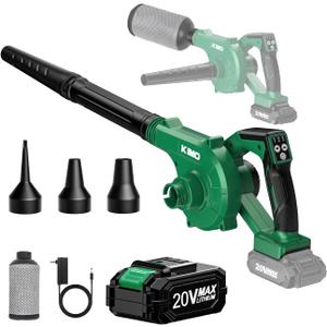 K I M O. Cordless Leaf Blower and Vacuum Combo 4 In 1, 3 Nozzles for Inflation and Deflation, 190MPH/260CFM, Smart Panel with 3 Modes, 20" Extended Tube, 2000mAh Battery Cordless Blowers for Lawn Care