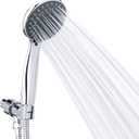 High Pressure Handheld Shower Head Briout 5-Settings Powerful Water Spray Shower Head against Low Pressure Water Flow with Stainless Hose and Adjustable Mount (Silver)