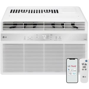 LG LW8024RSMX Window Conditioner, Wi-Fi Enabled w/Remote, 350 Sq.Ft, 4-Way Air Deflection, 3 Cooling and Fan Speeds, 115V, 8,000 BTU, White