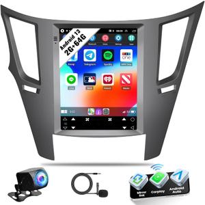 SIXWIN 2G+64G Android Car Stereo for Subaru Outback Legacy 2010-2014 9.7 Inch Touch Screen Car Radio with Wireless Apple Carplay Android Auto GPS Navigation Bluetooth FM WiFi HiFi Backup Camera MIC