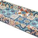 Bathroom Vanity Tray for Countertop, Small Plastic Toilet Tank Tray Versatile Storage & Organization Tray for Makeup, Perfume, Desk, Kitchen, Candles, 13.7"x6"x1.4", 35Boho2 (15multi2)