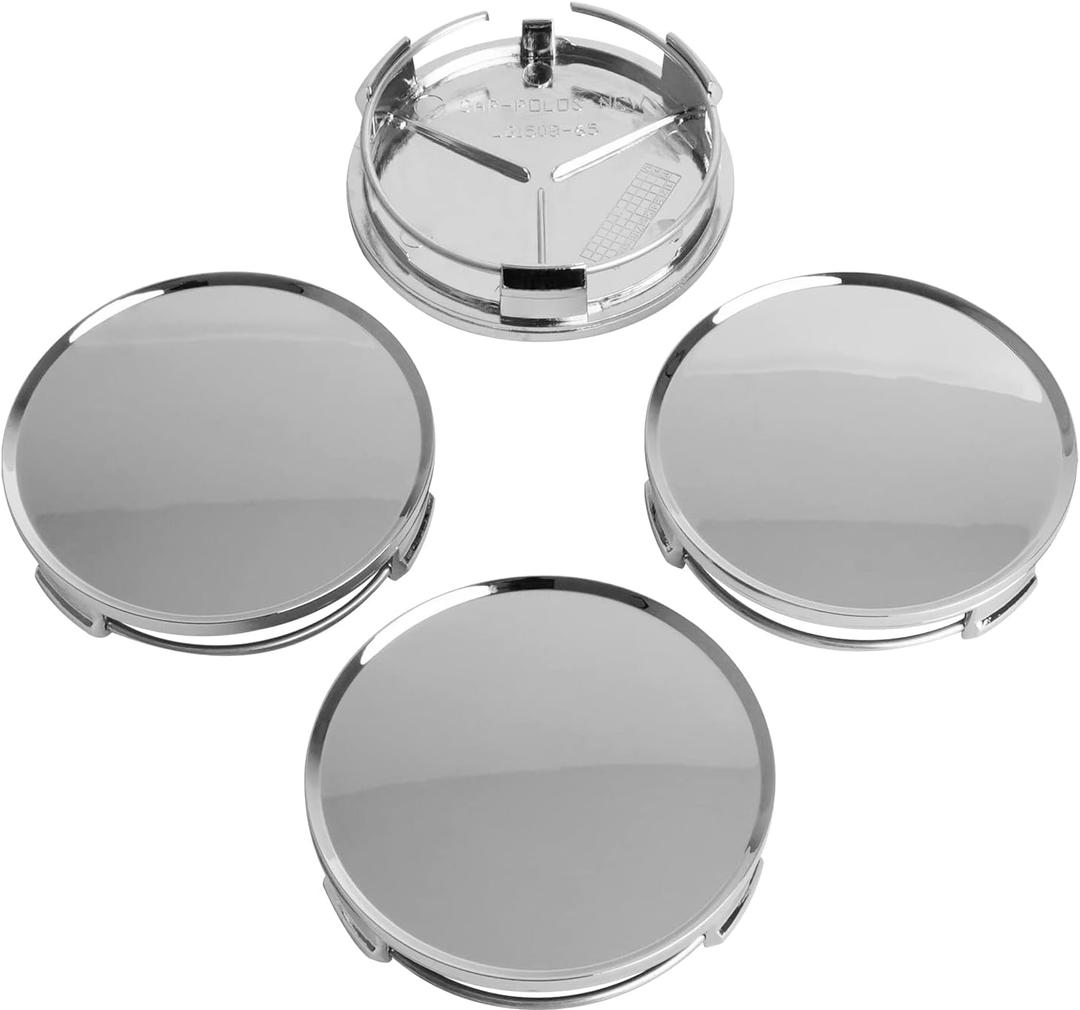 KitsPro 2.9Inch 75MM Wheel Center Caps, Pack of 4 (Chrome, Outer 75MM, Inner 73MM)