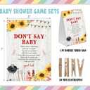 2 x BBQ Don't Say Baby Game for Baby Shower, Pack of One 5x7 Sign and 50 Mini Natural Clothespins, Backyard Baby Shower Decoration, Gender Neutral Party Supplies - SC20