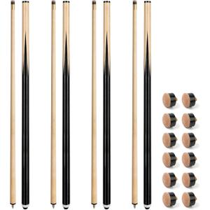 LOTKEY Pool Cue Stick, 48" Pool Sticks Set of 4, Billiard Sticks with 13mm Leather Screw-On Tips for Beginners Youth Adults 14 15 19 20 21oz House Bar, 2-Piece Design