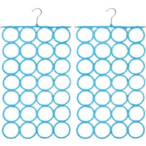 Tosnail 2 Pack Foldable Scarf Hanger Holder, Belt Organizer, Clothing Storage Hanger Closet Space Saver for Tie, Belt, Scarves, Leggings - Blue
