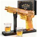 Whiskey Decanter Sets for Men, 10.5oz/300ML Handcrafted Gun Decanter Set with Shot Glass, Unique Birthday Gifts Idea for Dad, Husband, Boyfriend, Brother, Gun Liquor Dispenser Fun Conversation Starter