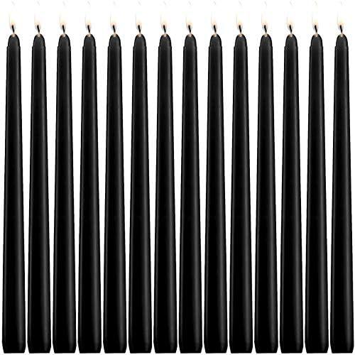 Howemon 14 Pack Black Taper Candles 12 Inch Tall 3/4 Inch Thick Burn 10 Hours