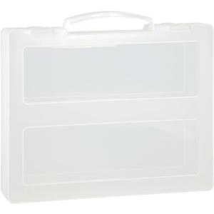 SAYEEC Portable Project Case Transparent File Storage Box with Handle Plastic Container for 8.5"x11" A4 Letter Paper Scrapbook Organizer Document Book Magazine Protector Case for Stamp Photo Art Craft (Clear)