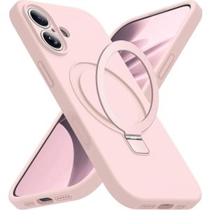 SKYLMW Compatible with iPhone 17 Case with Magnetic Invisible Stand Compatible with Mag-Safe Military Drop Tested Shockproof Silicone iPhone 17 Phone Cases for Women Men 6.3"Pink
