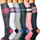 6 Pack Copper Compression Socks for Women and Men Circulation-Best Support for Medical,Running,Nursing,Athletic L/XL