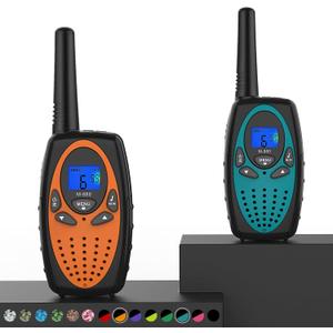 Walkie Talkies Long Range,M880 Two Way Radio for Adults with Mic LCD Screen/Resistance Wakie-Talkies with Noise Cancelling for Men Women Outdoor Adventures Cruise Ship (Blue and Orange)