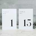 White Wedding Table Numbers 1-15 with Stands, 5"x7" White Acrylic Table Numbers, Perfect for Wedding Reception, Party, Anniversary, Event (White Sign Black Font)