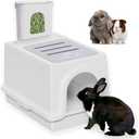 HOP Rabbit Litter Box, Less Mess with Built-in Hay Feeder Designed for Rabbits/Bunnies. Includes Removable Cover and Pan. BPA-Free and Dishwasher Safe. Cat, Guinea Pig and Chinchilla Friendly Too.
