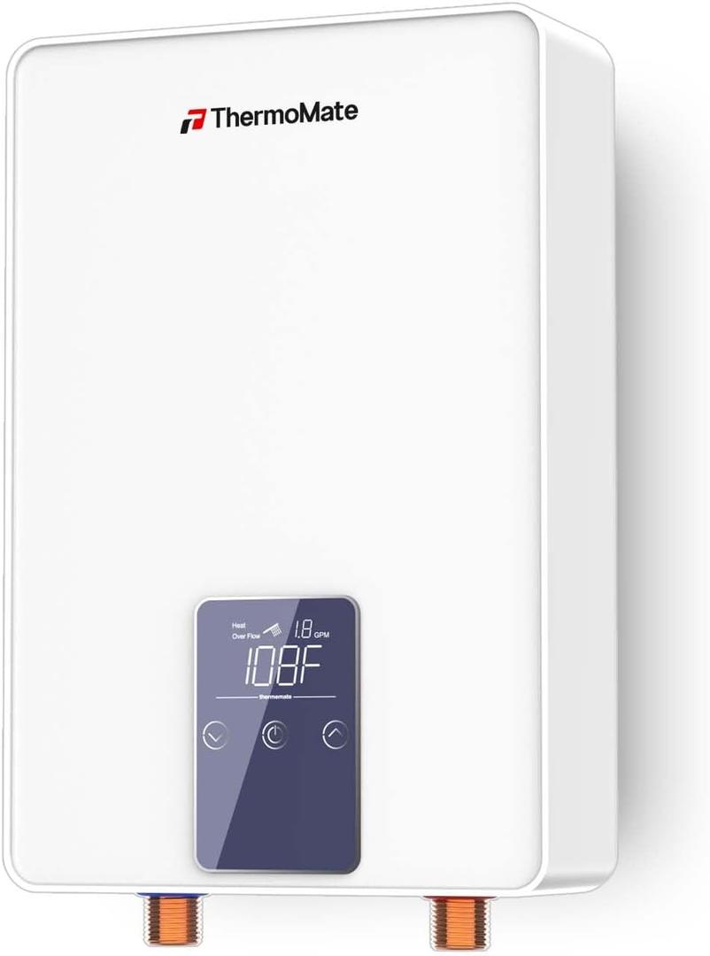 Mini Tankless Water Heater Electric 110V ~ 120V for Sink, ThermoMate 4.5kW 37.5A at 120V Small Point of Use Water Heater CSA Approved, Must HardWird Requiring 10AWG Wire