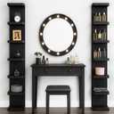 LitaEther Versatile 7 Tier Wall Shelf Unit,Black Lack Wall Shelf,Display Floating Shelf with Round Edge