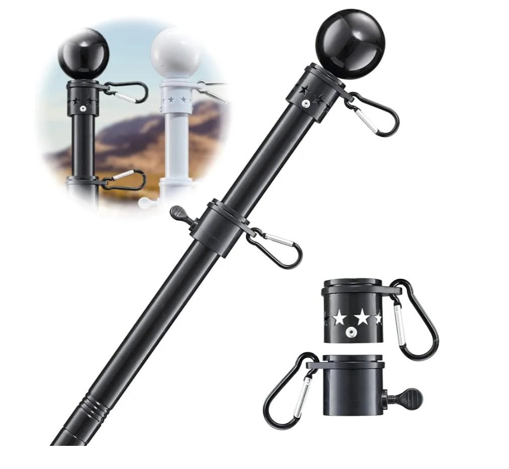 Flag Pole for Outside House  5ft Heavy Duty Stainless Steel Flag Pole Kit, Tangle Free Spinning Flagpole Holder For Outdoor Porch Residential Decoration  Black