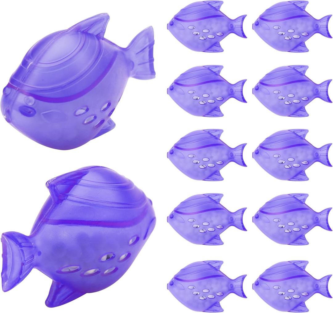 Funmit Humidifier Cleaning Fish, 12 Pack Humidifier Cleaner for Humidifiers and Fish Tanks, Purifies Water, Prevents Hard Water Build-Up, Reduces Scale, Purple