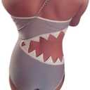 WeeH Bikini One Piece Swimsuits for Women Sexy Swimwear for Swimming Pool Beach Shark (Gray, M)