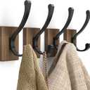 Wood Wall Hooks for Hanging - 4 Pack Hooks Wall Mounted, Wooden Rustic Farmhouse Heavy Duty Towel Hooks, Hooks for Coats, Towel, Hat, Keys, Purse, Bag and Robe