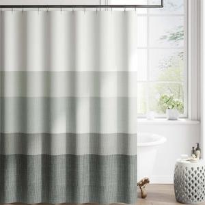 jinchan Extra Long Ombre Cloudy Grey Striped Shower Curtain Waterproof Fabric Shower Curtains for Bathroom Gradual Color Minimalist Modern Neutral Luxury with 12 Hooks 70x84 inches (70"W x 84"L (Pack of 1))