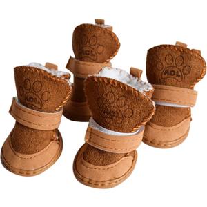 Dog Boots Paw Protector, Anti-Slip Dog Shoes,Dog Australia Boots Pet Antiskid Shoes Winter Warm Skidproof Sneakers, for Small Dog (#1, Brown)
