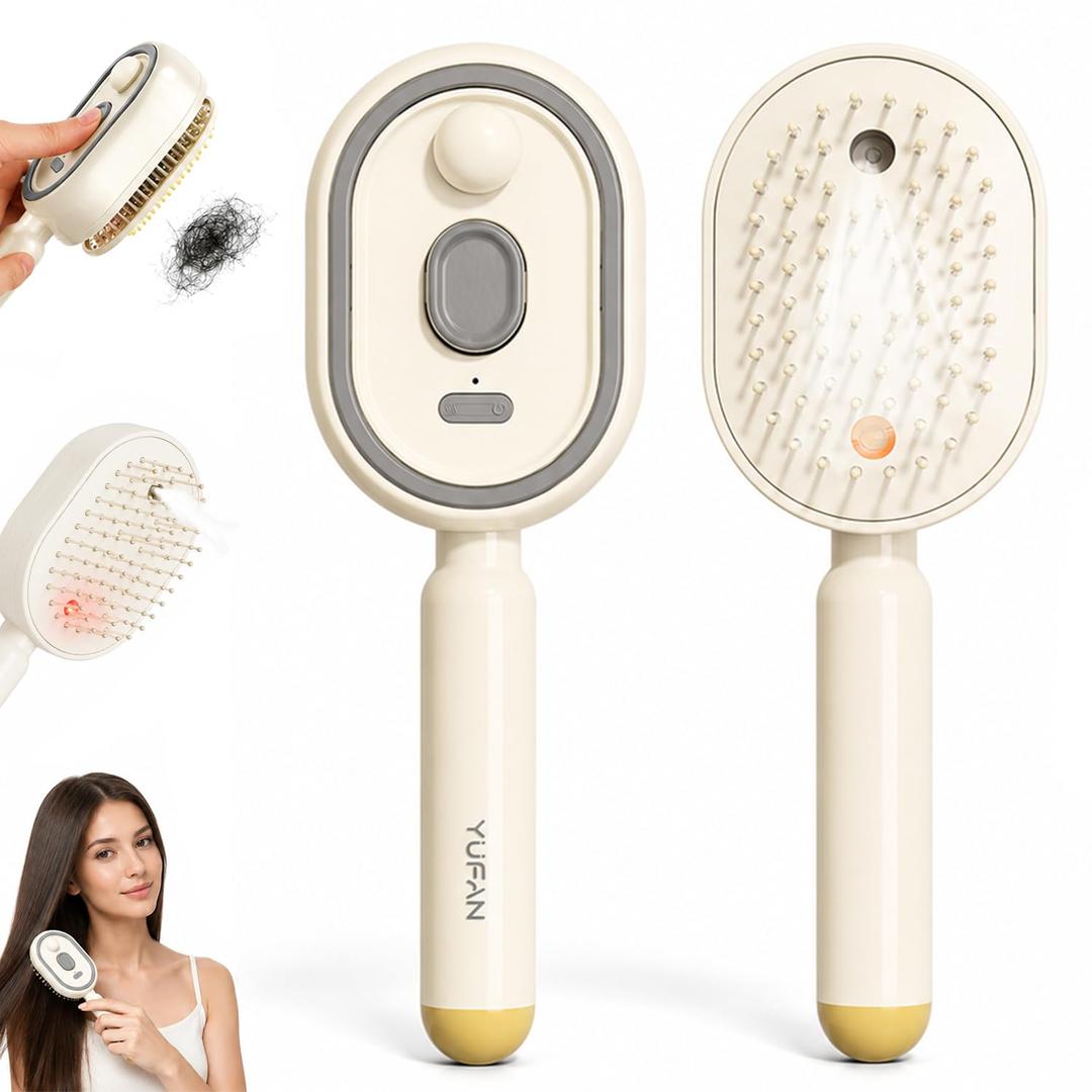 Electric Spray air Cushion Massage Comb, 2026 Upgraded 3 in 1 Rechargeable Air Cushion Hair Brush,Retractable Hairs Massage Brush for Frizzy Hair & Scalp Care, Relieve Hair Tangles & Dryness (White)