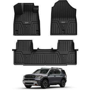 3W Floor Mats for Honda Passport 2026, All Weather TPE Custom Fit Passport Floor Liner 1st & 2nd Row, Cover Protector for 2026 Honda Passport Accessories, Black