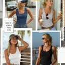Sweetyweee 4 Pack Women's Ribbed Tanks Cotton Racerback Tank Tops Scoop Neck Summer Lady Slim Fit Sleeveless Tops Shirts(Small,Black, White, Hazy Blue, Light Mottled Gray)