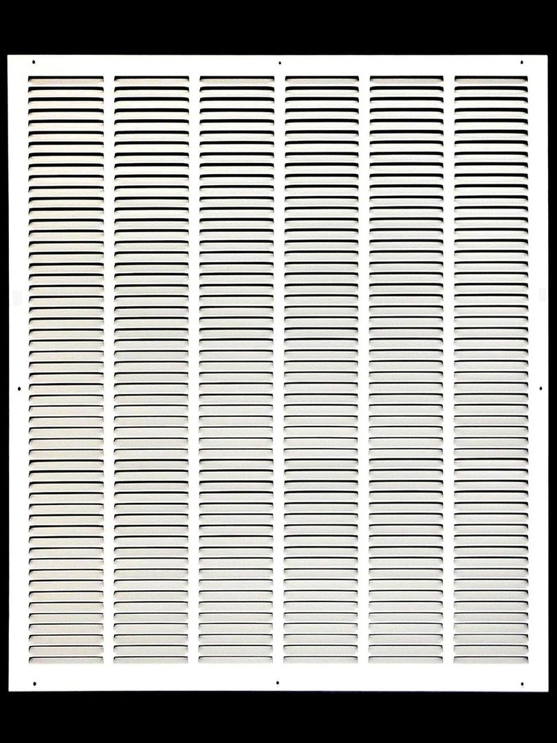 HVAC Premium 32'' x 34'' [Duct Opening] Flat Stamped Steel Return Air Grille - Sidewall and Ceiling - HVAC Vent Duct Cover - White [Outer Dimensions: 33.75''w X 35.75''h]