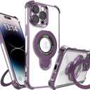 IAIYOXI for iPhone 16 Plus Case with Strong Magnetic Ring Stand, Fit for MagSafe, 4 Airbag Corners Protective, Military-Grade Shockproof, Kickstand Phone Case for iPhone 16 Plus - Purple